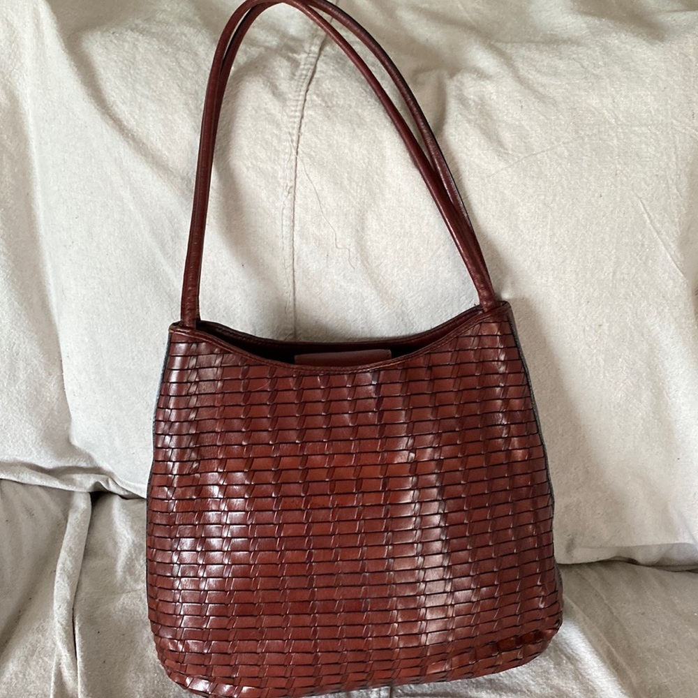 Fossil woven leather handbag